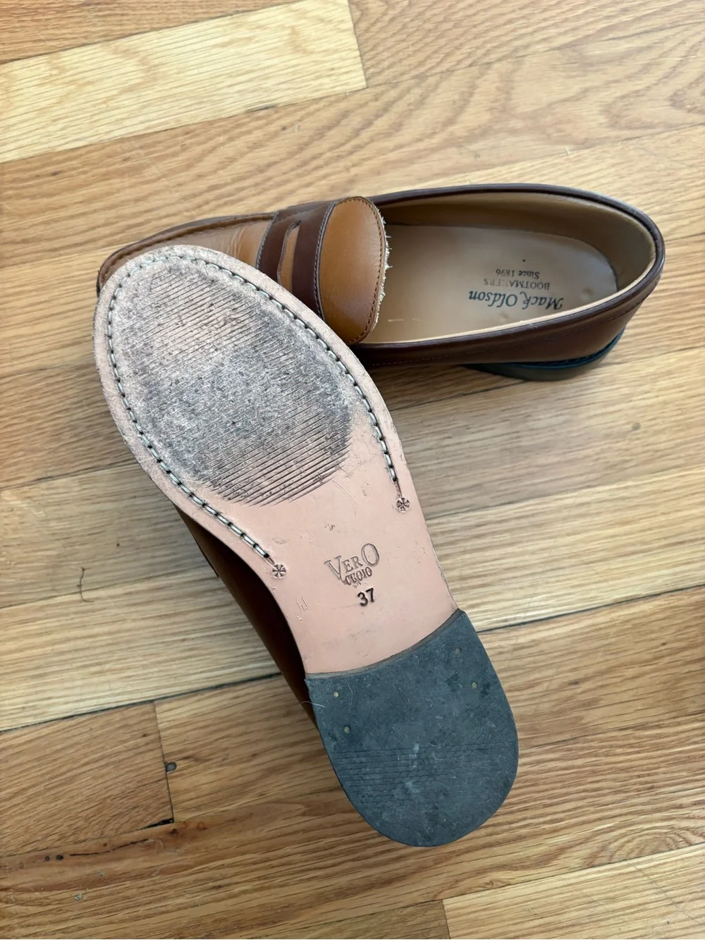 Women’s French Leather Loafers, Size 37/US 7